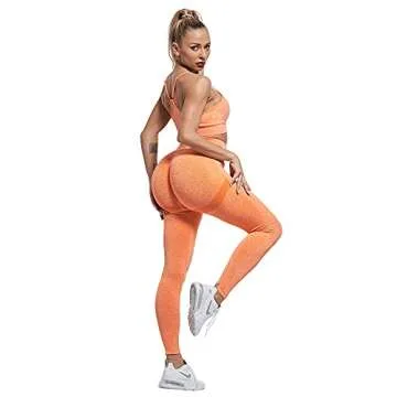 CHRLEISURE Butt Lifting Workout Leggings for Women, Scrunch Butt Gym Seamless Booty Tight (Orange, S)