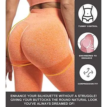 CHRLEISURE Butt Lifting Workout Leggings for Women, Scrunch Butt Gym Seamless Booty Tight (Orange, S)
