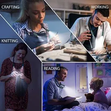 Led Neck Reading Light Book Lights for Reading in Bed 360° Flexible Arms 3 Color Modes Multiple Brightness Rechargeable Long Lasting Perfect for Knitting, Repairing, Travelling, Camping (Dark Green)