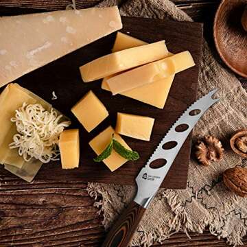 TUO Cheese Knife - Tomato Knife Serrated Knife 5.5" German knife Mutil-Use Pakkawood Handle Gift Box -Fiery Phoenix Series