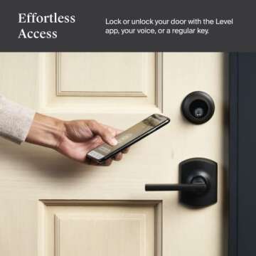 Level Lock Smart Lock - World's Smallest Smart Lock - Level App for iOS & Android - Works with Apple Home (Matte Black)