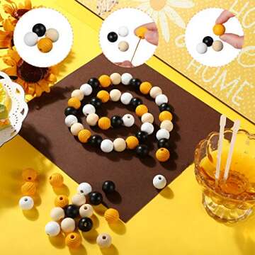 Colorful 160 Pieces Spring Wood Beads for Crafts DIY