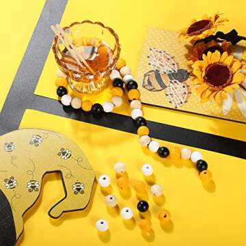 Colorful 160 Pieces Spring Wood Beads for Crafts DIY