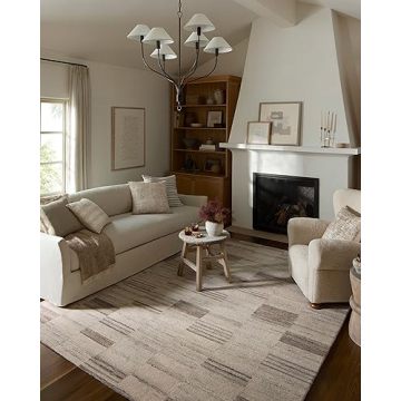 Loloi Amber Lewis x Rocky Ivory/Dove Rug - Cozy 100% Wool Accent