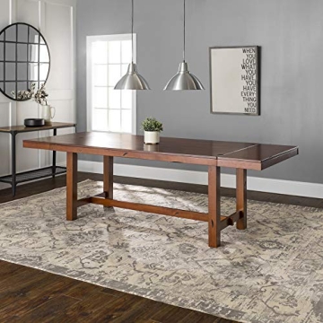 Walker Edison Rustic Dining Table Seats 8 with Expandable Leaf