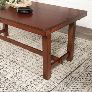 Walker Edison Rustic Dining Table Seats 8 with Expandable Leaf