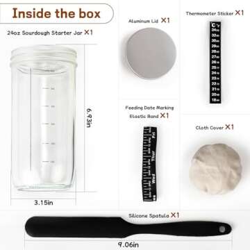 Sourdough Bread Baking Supplies,24 oz Sourdough Starter Jar Glass, Sourdough Starter Kit with Date M...