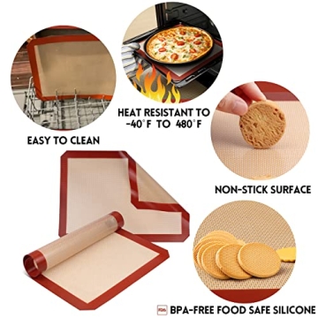 STATINT Non-Stick Silicone Baking Mats Pack of 2 Food Safe