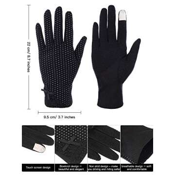 Boao Women's Touchscreen Sunblock Gloves - UV Protection
