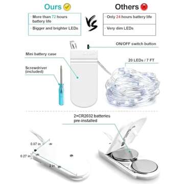 6 Pack Fairy Lights Battery Operated 7ft 20 LED Mini String Lights Twinkle Lights Silver Wire Firefl...