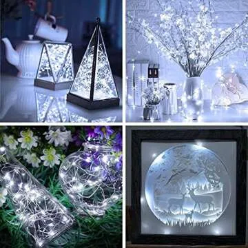 6 Pack Fairy Lights Battery Operated 7ft 20 LED Mini String Lights Twinkle Lights Silver Wire Firefly Starry Lights for Mason Jars Wedding Party Christmas Centerpiece Table Decorations, Cool White
