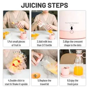 OTPEIR Portable Blender for Shakes and Smoothies with 11.83 Oz Travel Cup and Lid,Durable Stainless Steel Blades for Juice Blending Performance, Pink