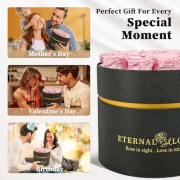 LIFELUM Forever Roses with Candle in a Box,Flowers for Delivery Prime Today, Red Preserved Roses Bouquet, Birthday Gifts for Wife (Pink)