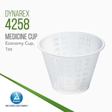 Dynarex 4258 Medicine Cup, 1 oz., Easy-to-Read CC and ML Graduation, Pack of 100