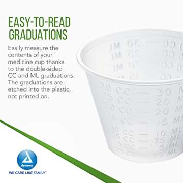 Dynarex 4258 Medicine Cup, 1 oz., Easy-to-Read CC and ML Graduation, Pack of 100