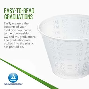 Dynarex 4258 Medicine Cup, 1 oz., Easy-to-Read CC and ML Graduation, Pack of 100