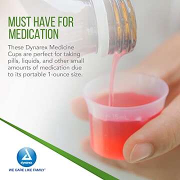 Dynarex 4258 Medicine Cup, 1 oz., Easy-to-Read CC and ML Graduation, Pack of 100