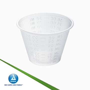 Dynarex 4258 Medicine Cup, 1 oz., Easy-to-Read CC and ML Graduation, Pack of 100