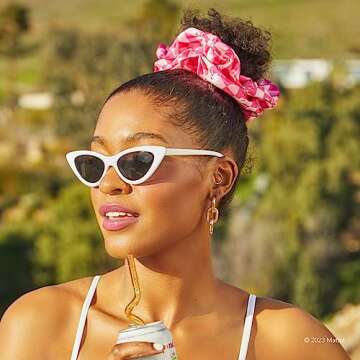 Barbie x Kitsch Satin Brunch Scrunchies - Softer Than Silk Hair Ties for Women & Girls | Stylish 2pc Set (Barbie Pink)