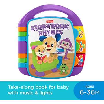 Fisher-Price Baby Learning Toy Laugh & Learn Storybook Rhymes Musical Book with Lights & Sounds for ...