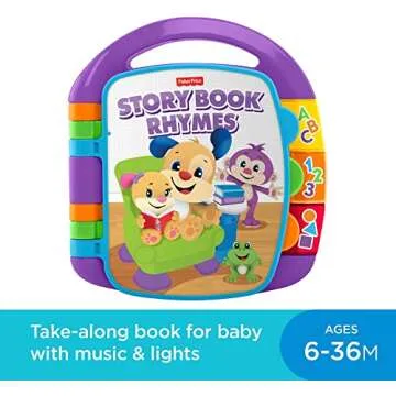 Fisher-Price Baby Learning Toy Laugh & Learn Storybook Rhymes Musical Book with Lights & Sounds for ...
