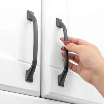 KOOFIZO Square Foot Craftsman Cabinet Bow Pull - Black Furniture Handle, 5 Inch/128mm Screw Spacing, 10-Pack for Kitchen Cupboard Door, Bedroom Dresser Drawer, Bathroom Wardrobe Hardware