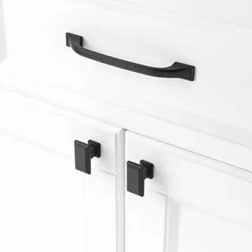 KOOFIZO Square Foot Craftsman Cabinet Bow Pull - Black Furniture Handle, 5 Inch/128mm Screw Spacing, 10-Pack for Kitchen Cupboard Door, Bedroom Dresser Drawer, Bathroom Wardrobe Hardware