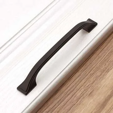 KOOFIZO Square Foot Craftsman Cabinet Bow Pull - Black Furniture Handle, 5 Inch/128mm Screw Spacing, 10-Pack for Kitchen Cupboard Door, Bedroom Dresser Drawer, Bathroom Wardrobe Hardware