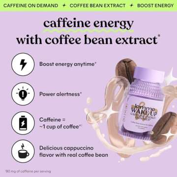 Lemme Wake Up Caffeine Energy Gummies, 80mg of Caffeine Per Serving, Coffee Bean Extract, Cappuccino...