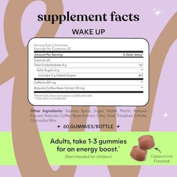 Lemme Wake Up Energy Gummies - 80mg Caffeine, Vegan, 1 Month