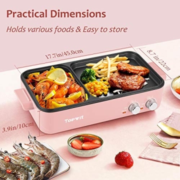 Topwit 2 In 1 Hot Pot Electric Grill for Family Cooking
