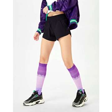 FITRELL 3 Pairs Compression Socks for Women and Men 15-20mmHg-Muscle Circulation Support Socks for Travel, Nurse, Knee High Socks, Pink+Purple+Blue L/XL