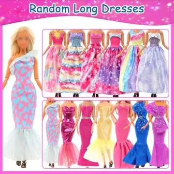 BARWA 70 Pack Doll Clothes and Accessories 3 Wedding Gown Dresses 5 Long Dresses Fashion Dresses 4 Tops 4 Pants 3 Swimsuits Bikini 5 Mini Dresses 15 Shoes Hangers Computer Cosmetic for 11.5 inch Doll