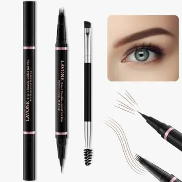 LAVONE Eyebrow Pencil Makeup Kit: Waterproof 2-IN-1 Microblading Eyebrow Pen, Pomade & Eyeliner
