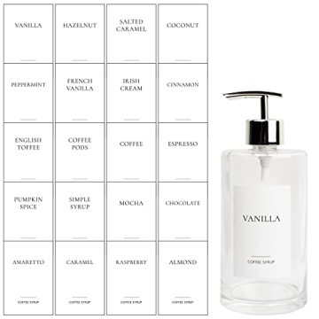 Ezebesta Coffee Syrup Labels Set for Coffee Bar Organization - 20 Waterproof Custom Labels in Modern...