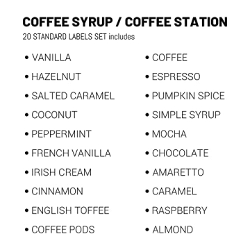 Ezebesta Coffee Syrup Labels Set for Stylish Organization