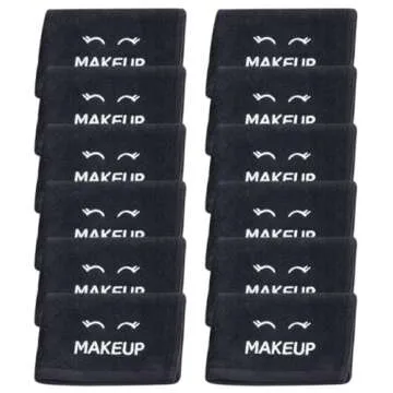 White Classic Bleach Safe Black Makeup Washcloths for Face Cleansing, 12 Pack - Super Soft Luxury Co...