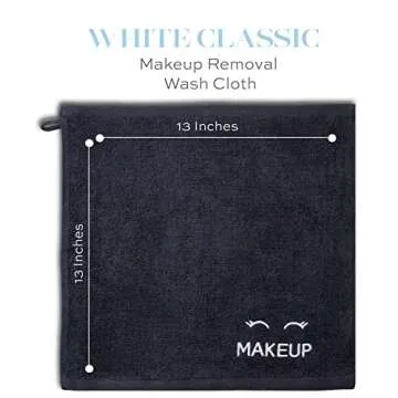 White Classic Bleach Safe Black Makeup Washcloths for Face Cleansing, 12 Pack - Super Soft Luxury Cotton Black Makeup Towels, Highly Absorbent and Quick Dry, All Makeup Remover Cloth | 13 x 13