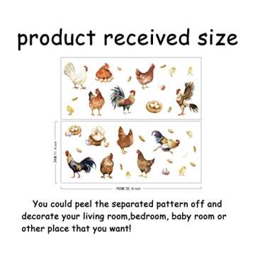 SUPERDANT Farm Chicken Wall Decals Stickers 35 Pieces Roosters Hen Decorations Self-Adhesive Vinyl Art for Home Dining Room Kitchen Restaurant DIY Decor