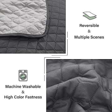 Exclusivo Mezcla Ultrasonic Reversible Full Queen Quilt Bedding Set with Pillow Shams, Lightweight Quilts Queen Size, Soft Bedspreads Bed Coverlets for All Seasons - (Grey, 90"x96")