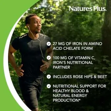 NaturesPlus Chewable Iron - 27 mg , 90 Chewable Tablets - High Potency Supplement with Vitamin C & Herbs , Promotes Healthy Blood , Natural Energy - Vegetarian , Gluten-Free - 90 Servings