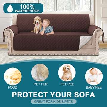 Turquoize 100% Waterproof Couch Cover Sofa Covers Washable Couch Covers for 3 Cushion Couch Pet Frie...