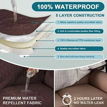 Turquoize 100% Waterproof Couch Cover Sofa Covers Washable Couch Covers for 3 Cushion Couch Pet Friendly Triple Non-Slip Couch Cover for Dogs Furniture Covers for Pets, Kids,Dog (Sofa 70", Brown)