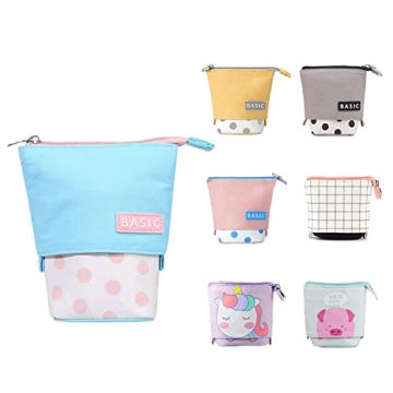 Roiroiko Stand up Pencil Holder Telescopic Pencil Case Transformer Pen Box Cartoon Cute Stationery P...