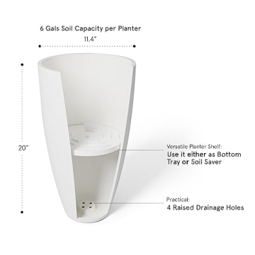 Elegant 20 Inch White Planter for Indoor and Outdoor Use