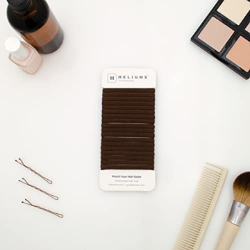 Heliums Seamless Hair Ties - Dark Brown - Skinny 6mm No Damage Ponytail Holders, 1.75 Inch, Medium Hold for Thin to Normal Hair - 18 Pack