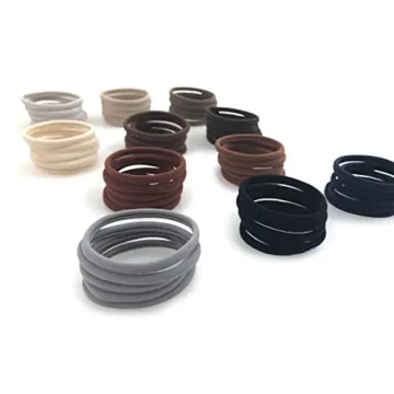 Heliums Seamless Hair Ties - Dark Brown - Skinny 6mm No Damage Ponytail Holders, 1.75 Inch, Medium Hold for Thin to Normal Hair - 18 Pack