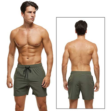 Quick Dry Swim Trunks with Pockets - Army Green