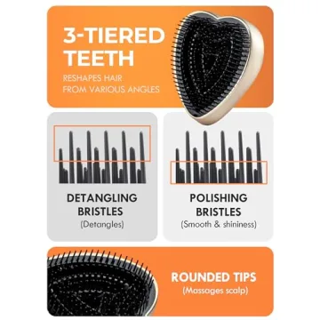 ReFa Heart Brush Champagne Gold for Effortless Detangling