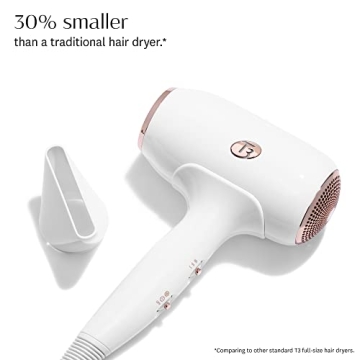 T3 Fit Compact Hair Dryer, White/Rose Gold, 1 Count